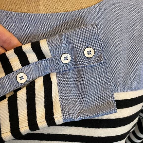 ANN TAYLOR LOFT Chambray Striped Sheath Coastal Dress Women's size S resort - Picture 5 of 10